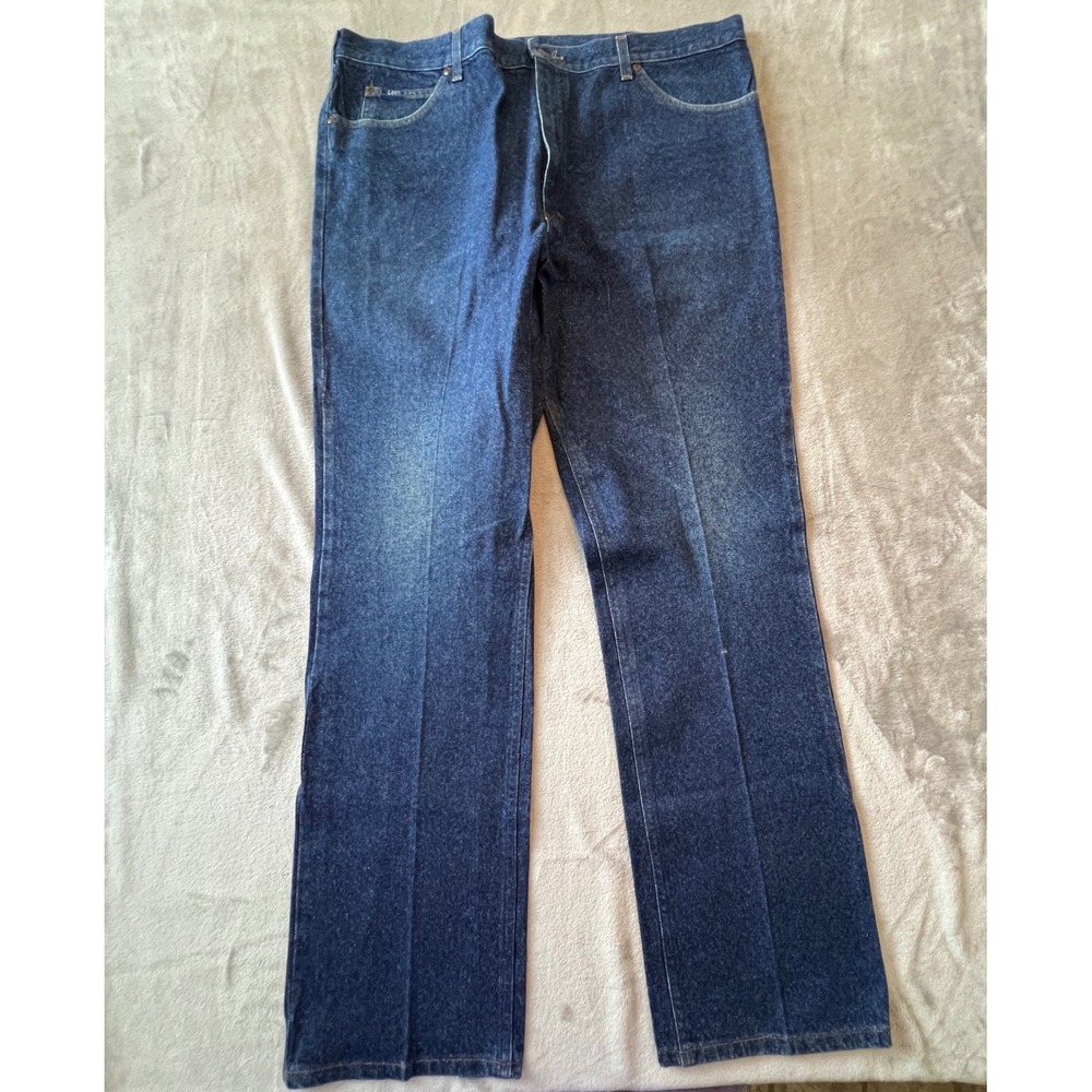 Lee Jeans Men 42x34 Dark Wash Blue Regular Fit Straight Leg Denim
